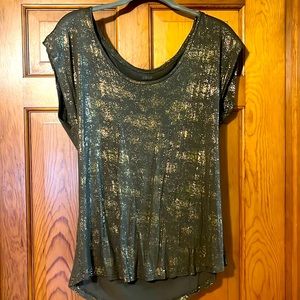 J. Lo Shirt- Olive Green/Gold. Size Medium